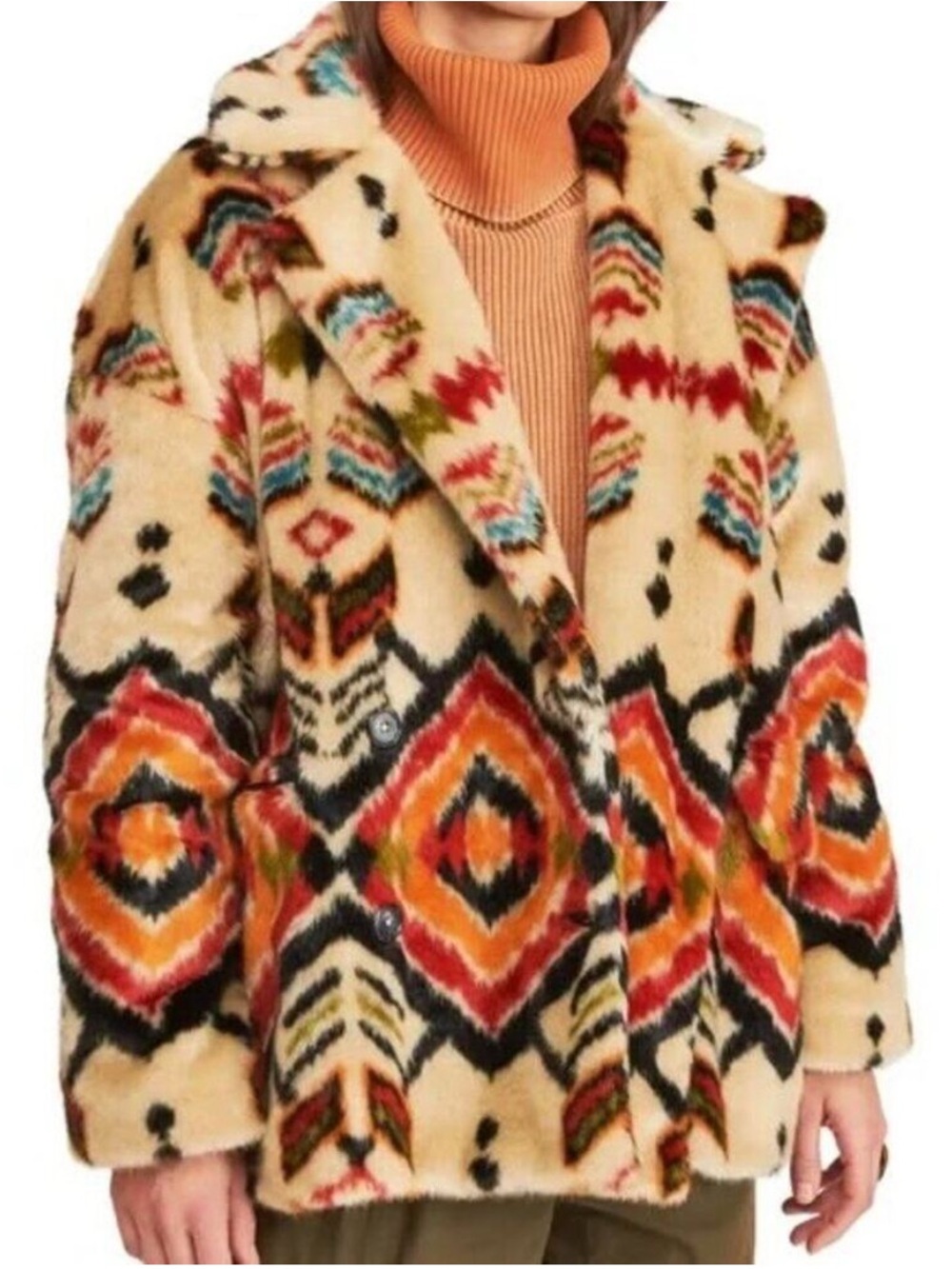 Free People Carmella Faux Fur Jacket Coat Size S